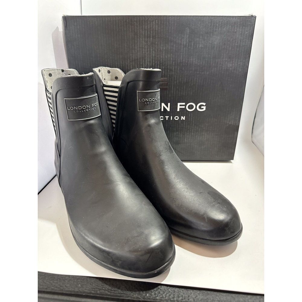 London Fog Rain Boots Ankle Boots Style‎ Picadilly Black Women's Size 9M